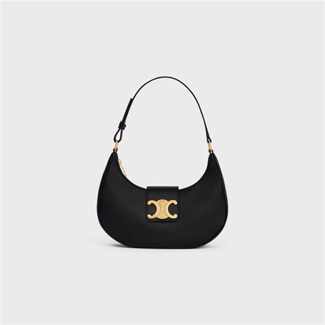 celine triomphe black shoulder bag|celine triomphe bag price.